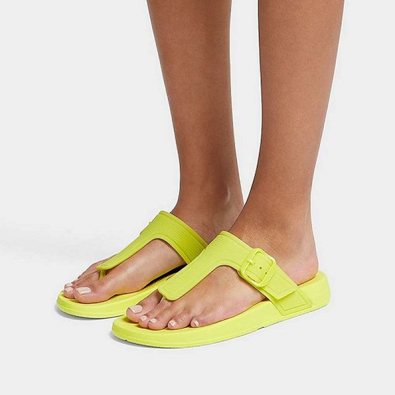 FitFlop Iqushion Glow In The Dark Adjustable Buckle Women's Flip Flops Light Green | 782FDNECG