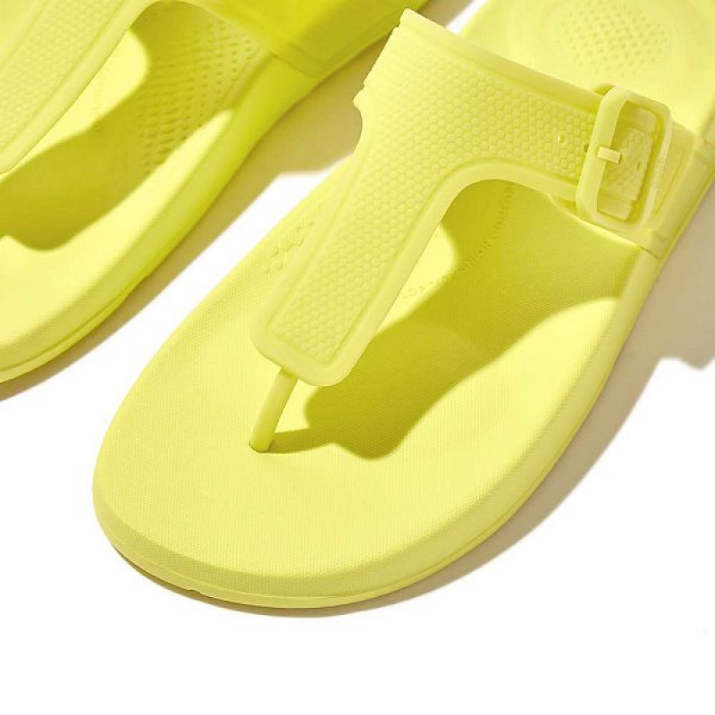 FitFlop Iqushion Glow In The Dark Adjustable Buckle Women's Flip Flops Light Green | 782FDNECG