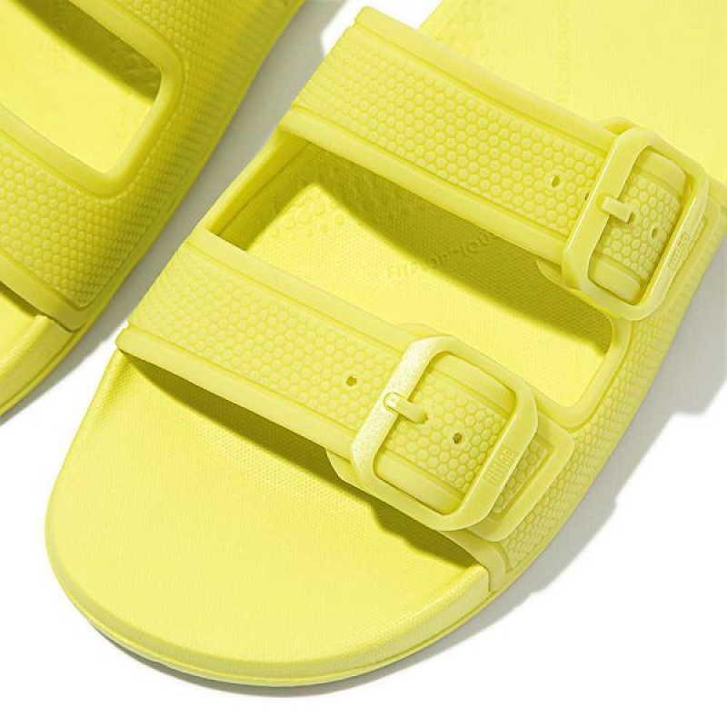 FitFlop Iqushion Glow In The Dark Two Bar Buckle Women's Slides Light Green | 460LTFDIJ