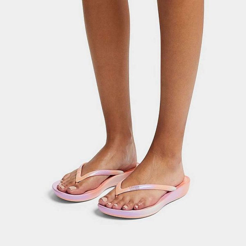 FitFlop Iqushion Iridescent Ergonomic Women's Flip Flops Purple | 865JGHCRA