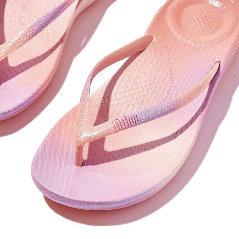 FitFlop Iqushion Iridescent Ergonomic Women's Flip Flops Purple | 865JGHCRA