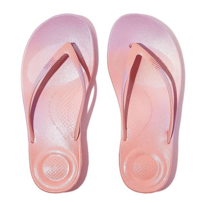 FitFlop Iqushion Iridescent Ergonomic Women's Flip Flops Purple | 865JGHCRA