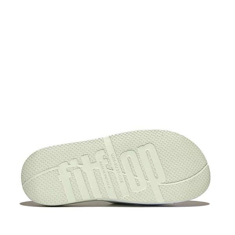 FitFlop Iqushion Iridescent Two Bar Buckle Sliders Women's Slides Blue | 754RAMTXQ