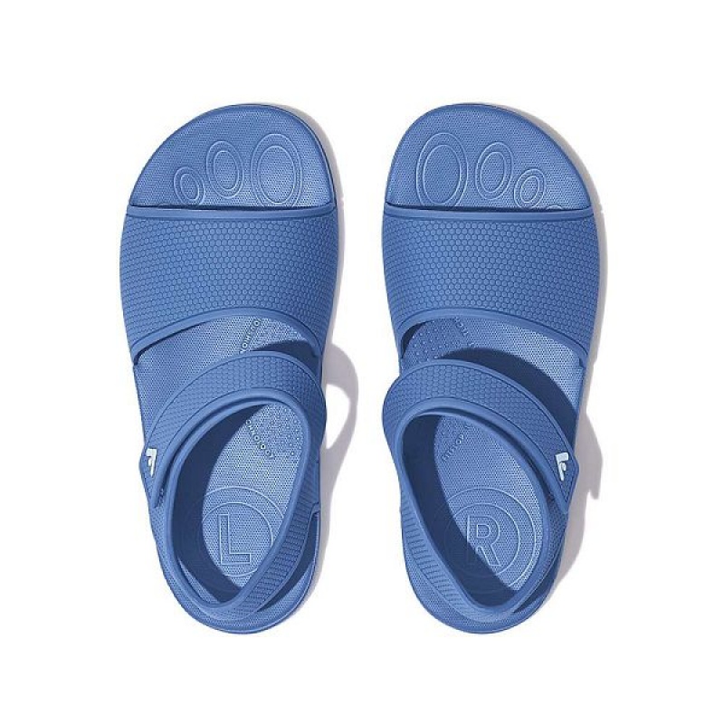 FitFlop Iqushion Junior Ergonomic Back-Strap Kids' Sandals Blue | 381ZGVBTX