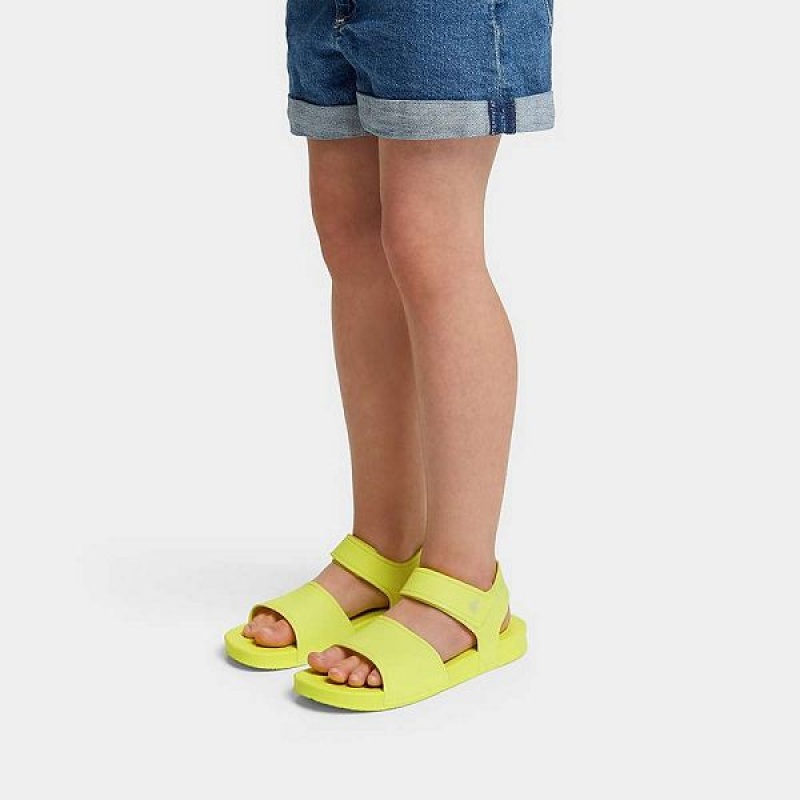 FitFlop Iqushion Junior Ergonomic Back-Strap Kids' Sandals Yellow | 056YRQBUA