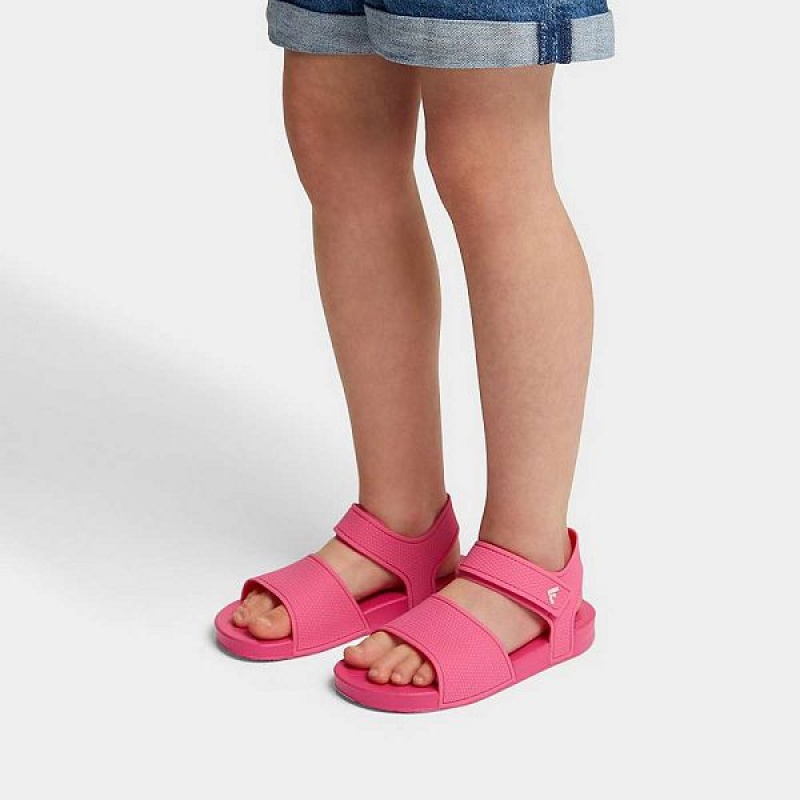 FitFlop Iqushion Junior Ergonomic Back-Strap Kids' Sandals Pink | 305TGABVJ