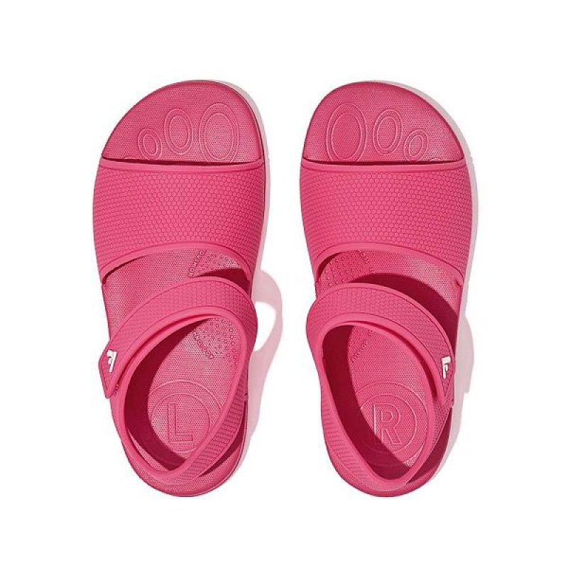 FitFlop Iqushion Junior Ergonomic Back-Strap Kids' Sandals Pink | 305TGABVJ