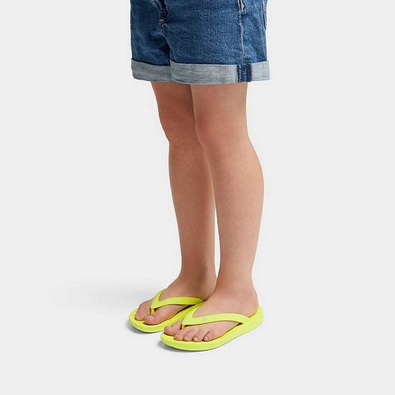 FitFlop Iqushion Junior Ergonomic Kids' Flip Flops Yellow | 583AHSCEI