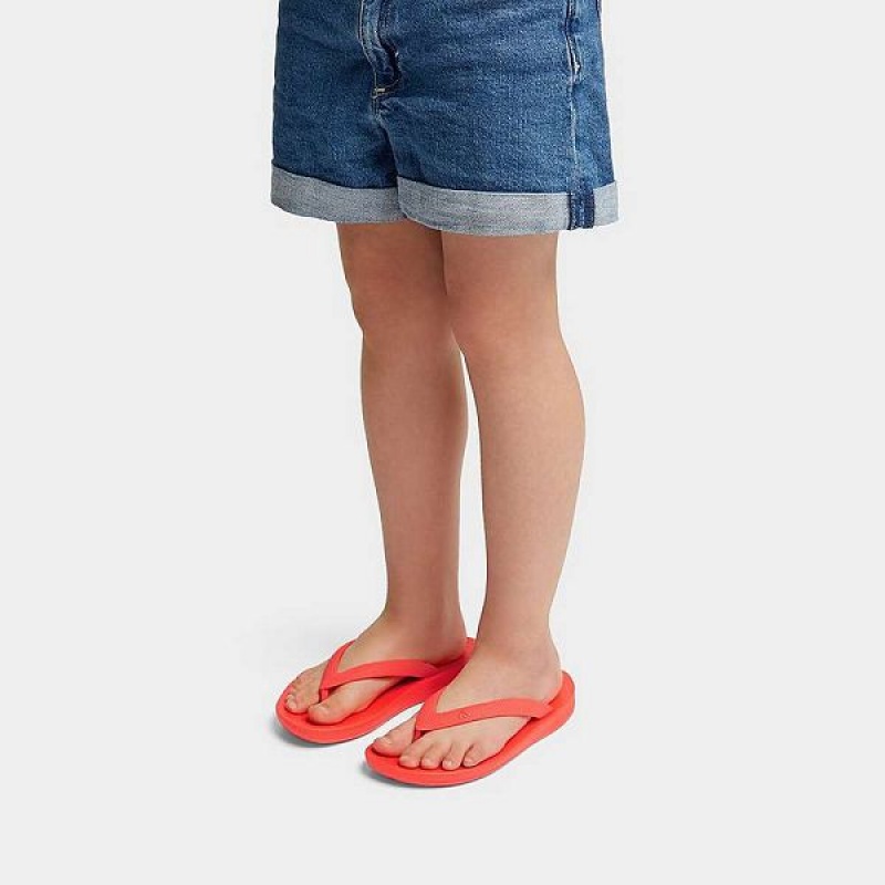 FitFlop Iqushion Junior Ergonomic Kids' Flip Flops Orange | 690TEJIYX