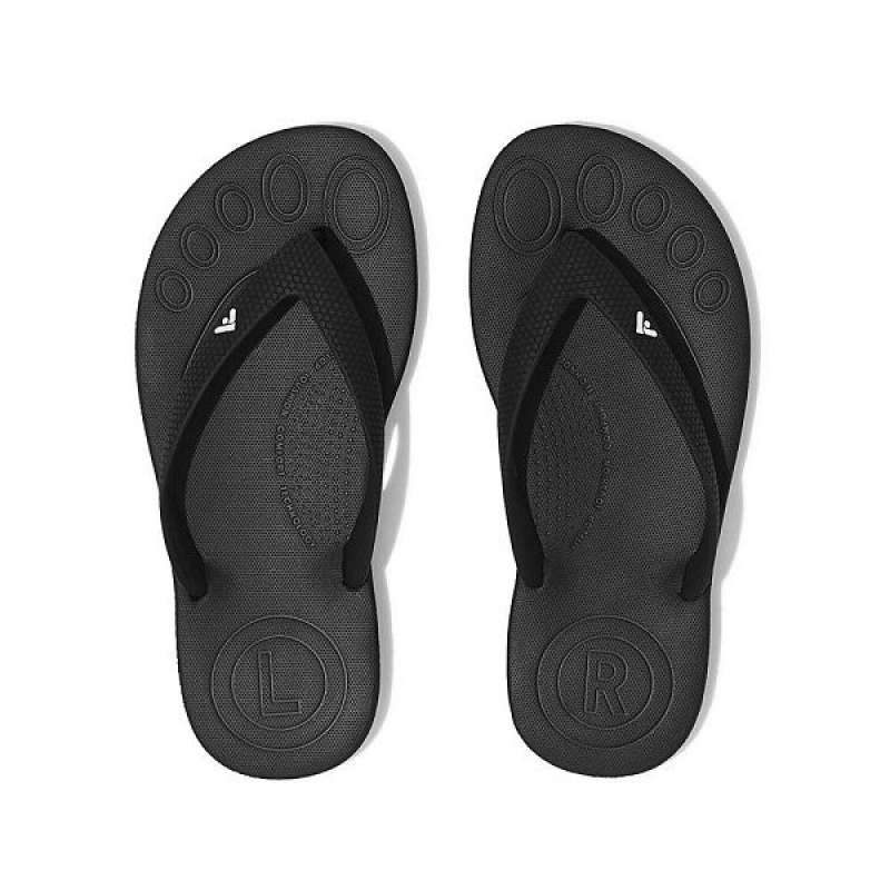 FitFlop Iqushion Junior Ergonomic Kids' Flip Flops Black | 216PGXOSM