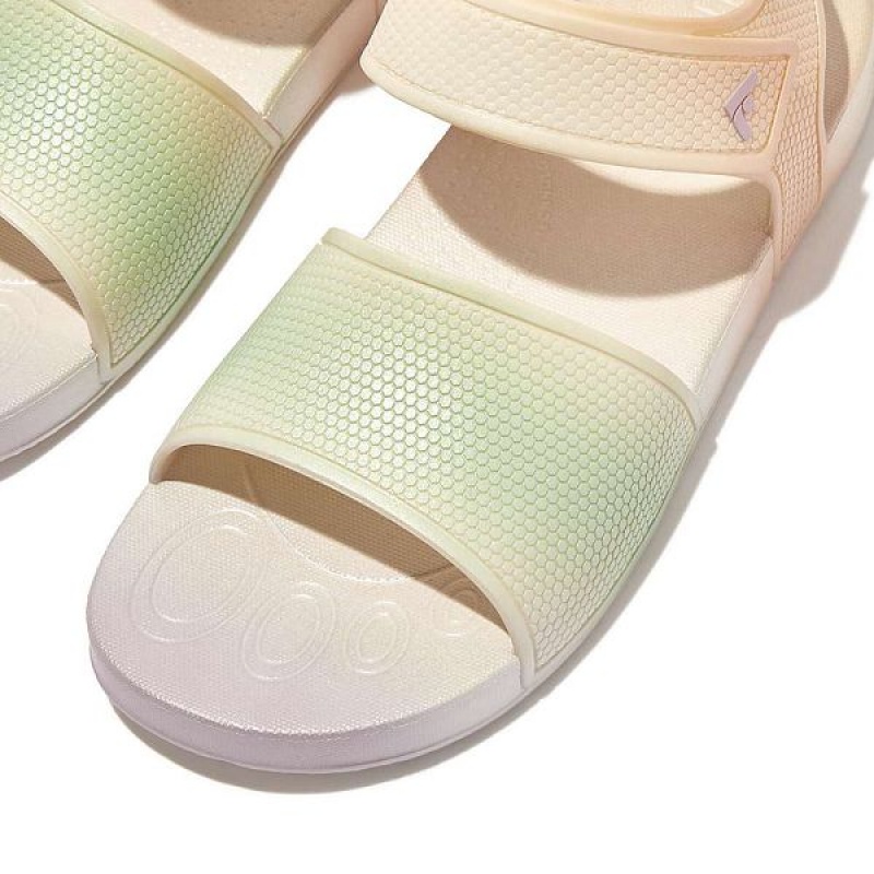 FitFlop Iqushion Junior Iridescent Ergonomic Back-Strap Kids' Sandals White | 901WQTFDE