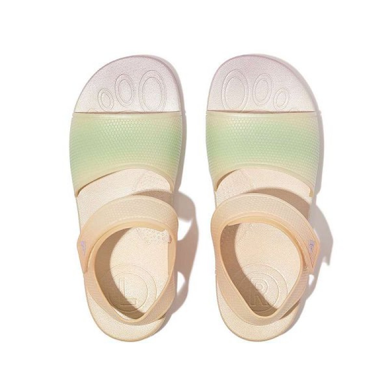 FitFlop Iqushion Junior Iridescent Ergonomic Back-Strap Kids' Sandals White | 901WQTFDE