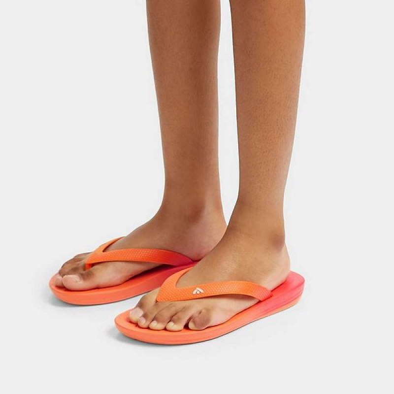 FitFlop Iqushion Junior Ombre Ergonomic Kids' Flip Flops Red / Coral | 098HIDSMG