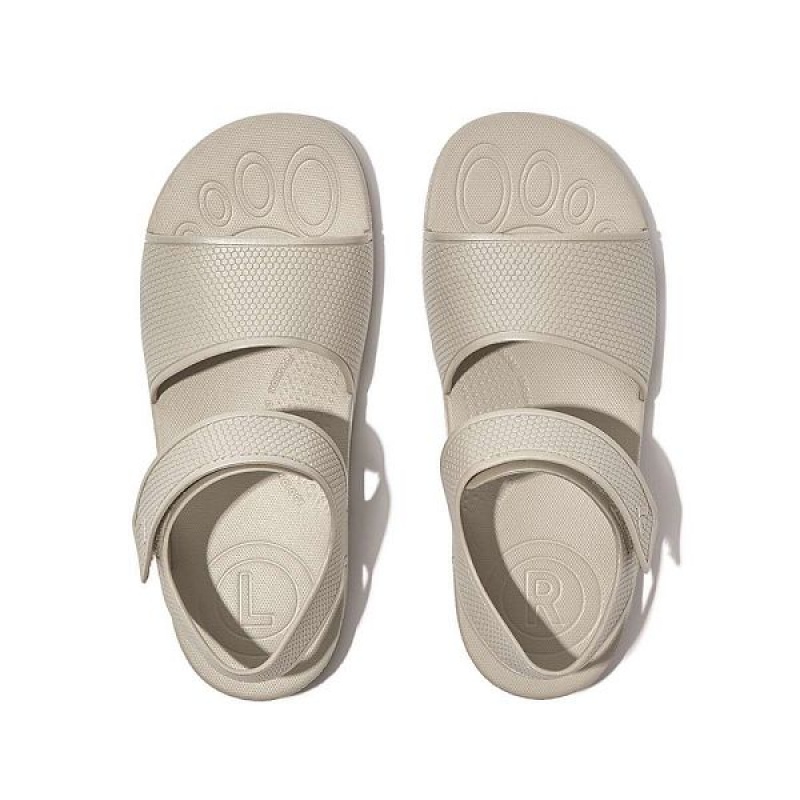 FitFlop Iqushion Junior Shimmer Ergonomic Back-Strap Kids' Sandals Silver | 512GJWFXA