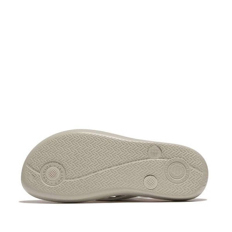 FitFlop Iqushion Junior Shimmer Ergonomic Kids' Flip Flops Silver | 386EAPXQD