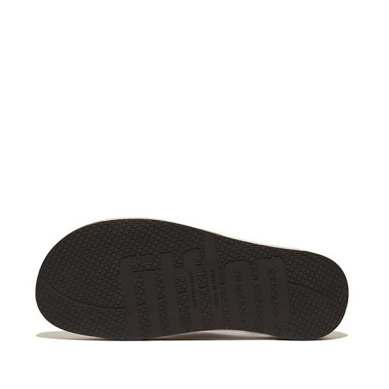 FitFlop Iqushion Leather Cross Men's Slides Grey | 079PTJVFD