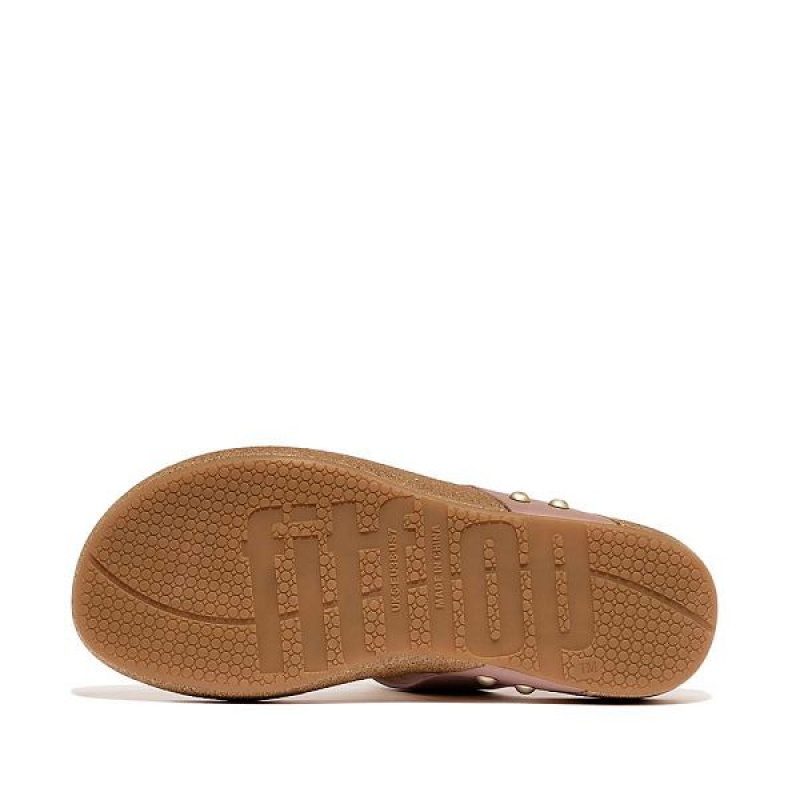 FitFlop Iqushion Leather Toe-Post Women's Sandals Beige | 530ATOCFN