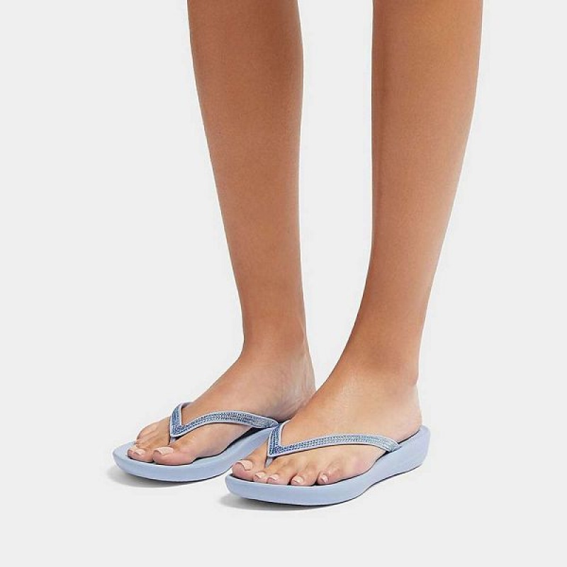 FitFlop Iqushion Ombre Sparkle Women's Flip Flops Blue | 714ZNFJSC