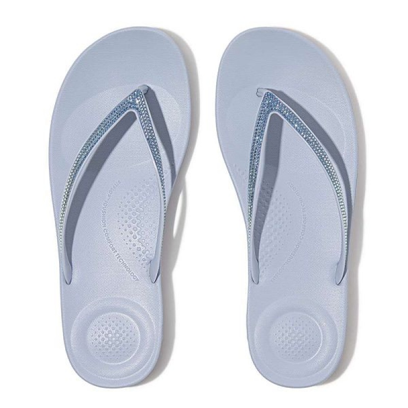 FitFlop Iqushion Ombre Sparkle Women's Flip Flops Blue | 714ZNFJSC