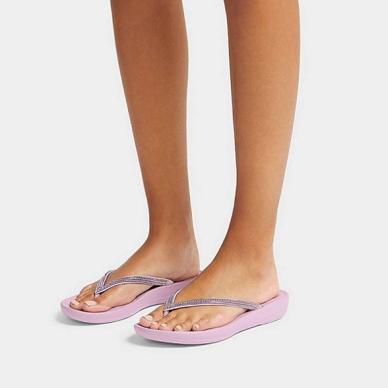 FitFlop Iqushion Ombre Sparkle Women's Flip Flops Purple | 980UKISQY