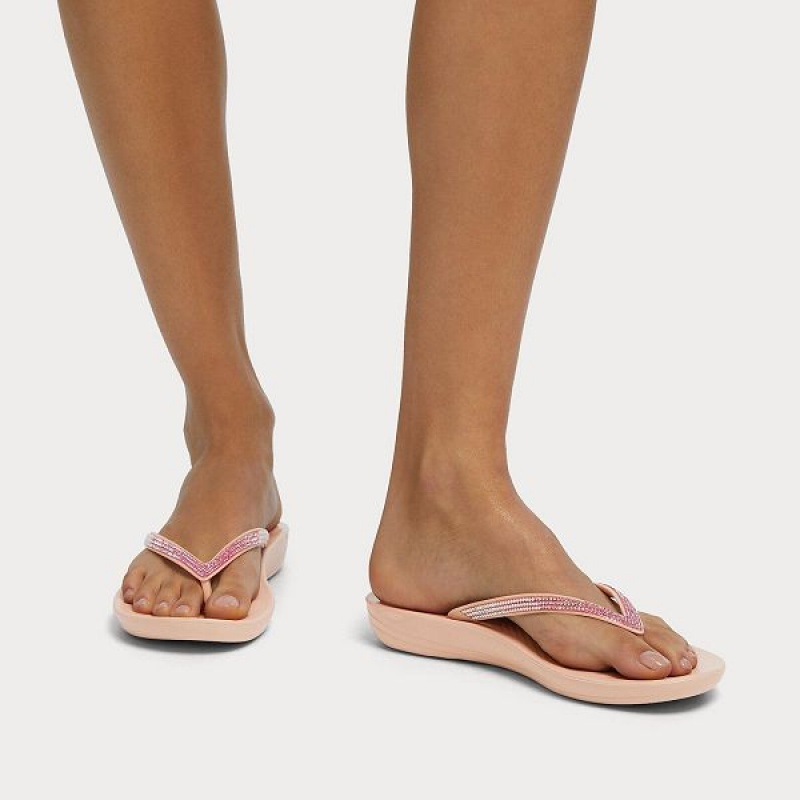 FitFlop Iqushion Ombre Sparkle Women's Flip Flops Pink | 345FRTKNL