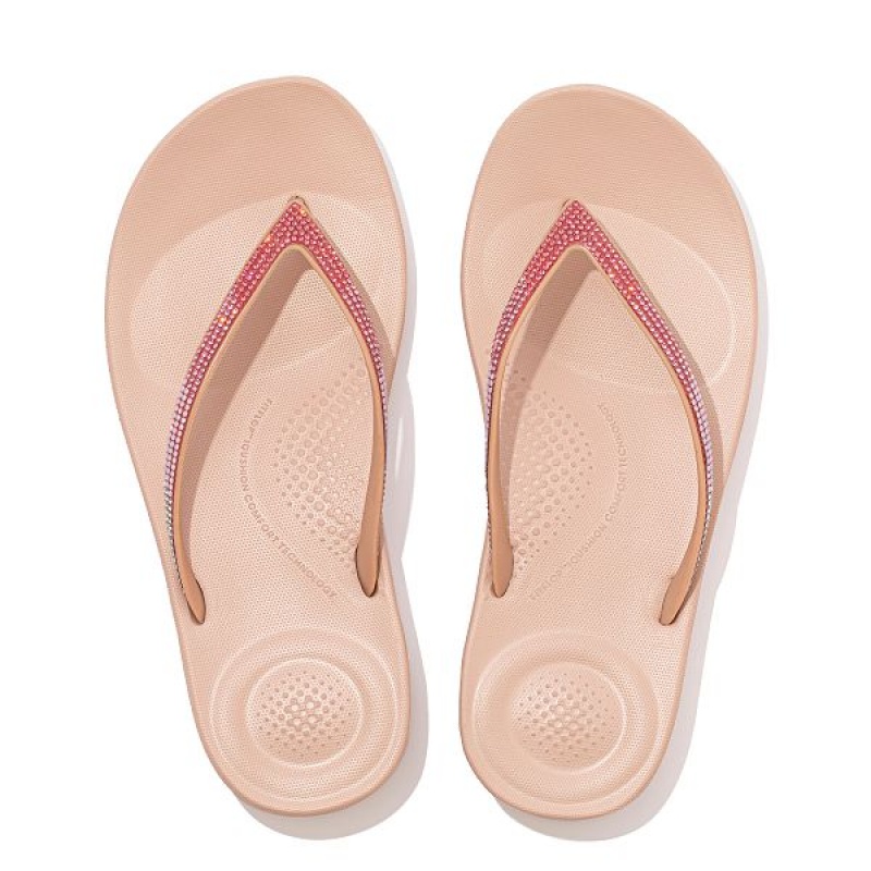 FitFlop Iqushion Ombre Sparkle Women's Flip Flops Pink | 345FRTKNL