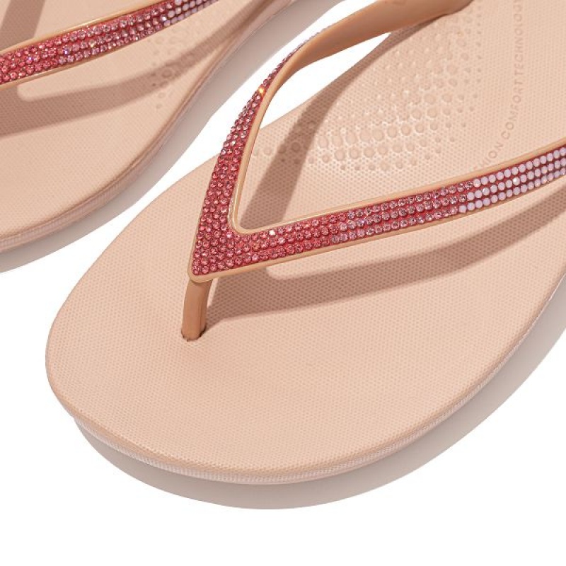 FitFlop Iqushion Ombre Sparkle Women's Flip Flops Pink | 345FRTKNL