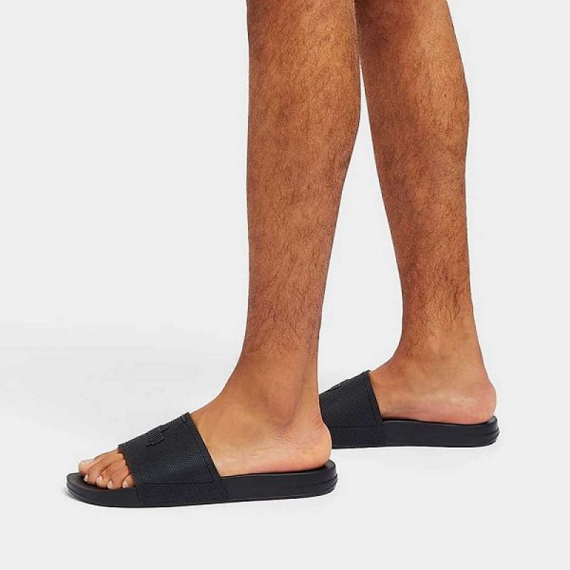 FitFlop Iqushion Pool Sliders Men's Slides Black | 751CAYMJV