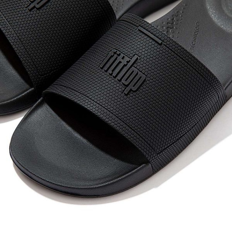 FitFlop Iqushion Pool Sliders Men's Slides Black | 751CAYMJV