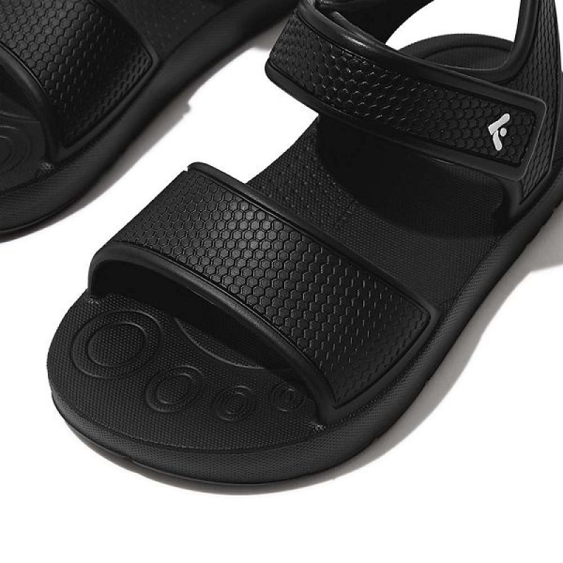 FitFlop Iqushion Toddler Ergonomic Back-Strap Kids' Sandals Black | 496FTCVQY