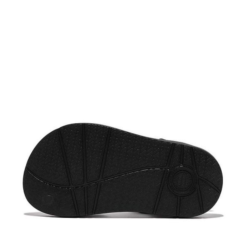 FitFlop Iqushion Toddler Ergonomic Back-Strap Kids' Sandals Black | 496FTCVQY