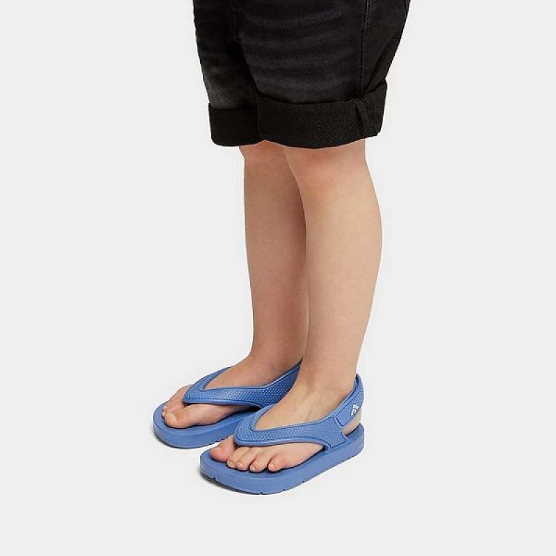 FitFlop Iqushion Toddler Ergonomic Back-Strap Kids' Flip Flops Blue | 683GMJIWT