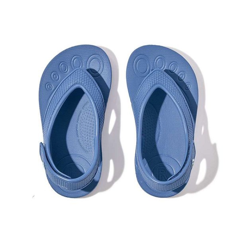 FitFlop Iqushion Toddler Ergonomic Back-Strap Kids' Flip Flops Blue | 683GMJIWT