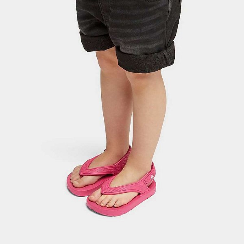 FitFlop Iqushion Toddler Ergonomic Back-Strap Kids' Flip Flops Pink | 720OQDNRY