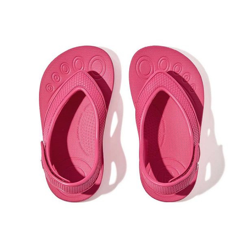 FitFlop Iqushion Toddler Ergonomic Back-Strap Kids' Flip Flops Pink | 720OQDNRY