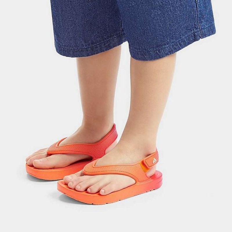 FitFlop Iqushion Toddler Ombre Ergonomic Back-Strap Kids' Flip Flops Red / Coral | 198YTGKVE