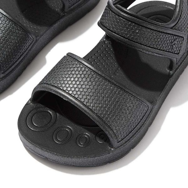 FitFlop Iqushion Toddler Shimmer Ergonomic Back-Strap Kids' Sandals Black | 432JYTMUW