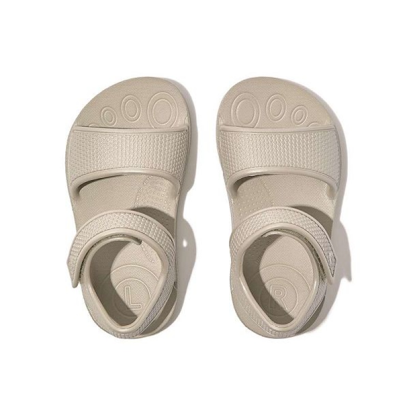 FitFlop Iqushion Toddler Shimmer Ergonomic Back-Strap Kids' Sandals Silver | 206UFGTQI