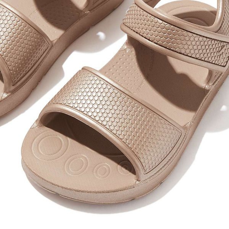 FitFlop Iqushion Toddler Shimmer Ergonomic Back-Strap Kids' Sandals Rose Gold | 528IRHMPQ