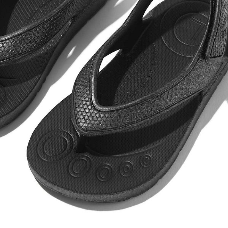 FitFlop Iqushion Toddler Shimmer Ergonomic Back-Strap Kids' Flip Flops Black | 813VODQXB