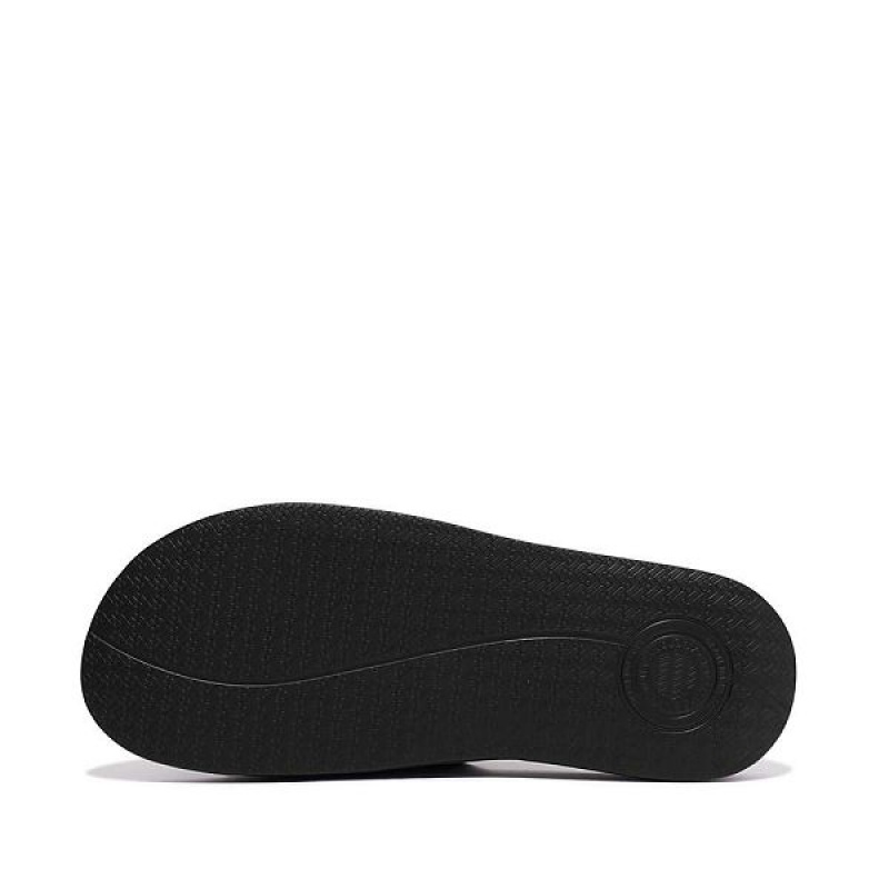 FitFlop Iqushion Two Bar Buckle Men's Slides Black | 158HAVJCR