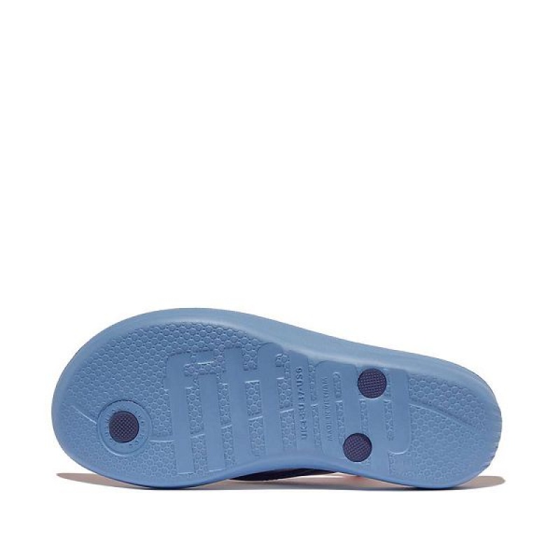 FitFlop Iqushion X Jim Thompson Limited Edition Leather Women's Flip Flops Blue | 540JHNIEX