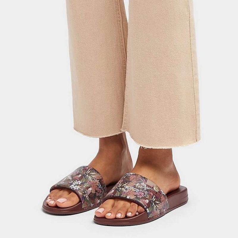 FitFlop Iqushion X Jim Thompson Limited Edition Women's Slides Brown | 730SLNFCP