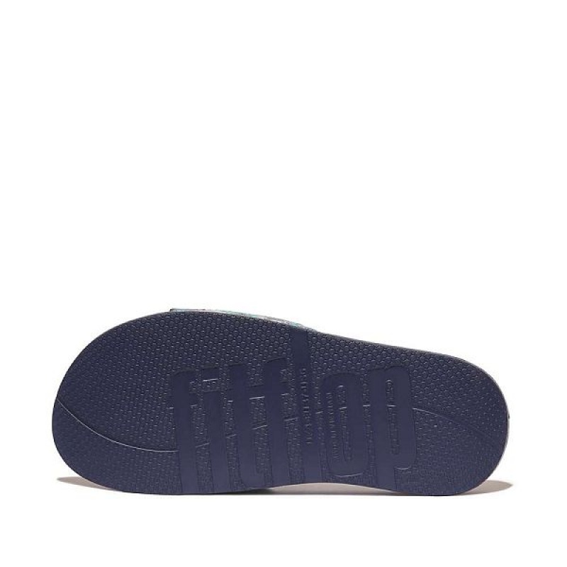 FitFlop Iqushion X Jim Thompson Limited Edition Women's Slides Blue | 643DNMBJK