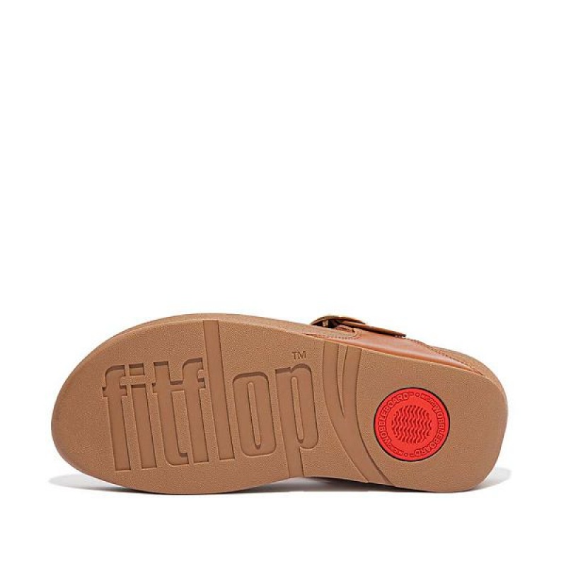 FitFlop Lulu Adjustable Leather Toe-Post Women's Sandals Light Brown | 480PXQZWS