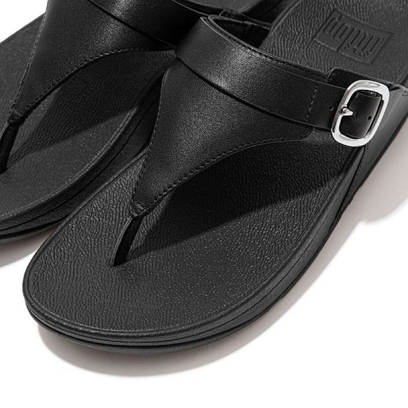 FitFlop Lulu Adjustable Leather Toe-Posts Women's Sandals Black | 785CDFARP