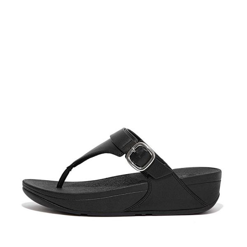 FitFlop Lulu Adjustable Leather Toe-Posts Women\'s Sandals Black | 785CDFARP