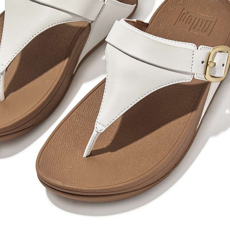 FitFlop Lulu Adjustable Leather Toe-Posts Women's Sandals White | 291NYARUD