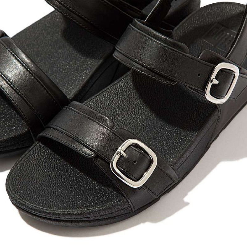 FitFlop Lulu Adjustable Leather Women's Sandals Black | 790MJKFVW