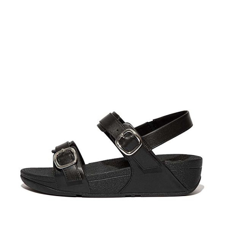 FitFlop Lulu Adjustable Leather Women\'s Sandals Black | 790MJKFVW